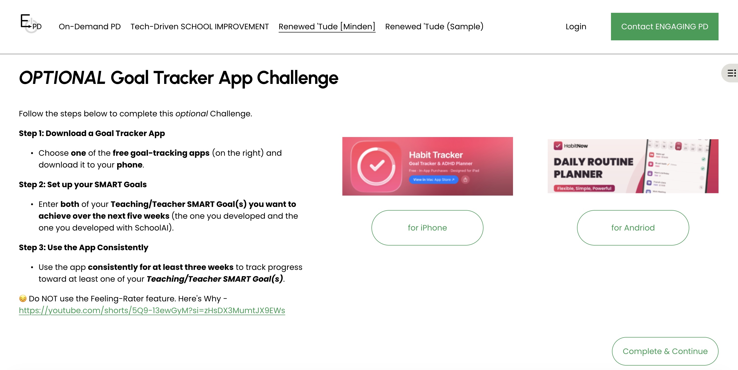 Goal tracker app challenge